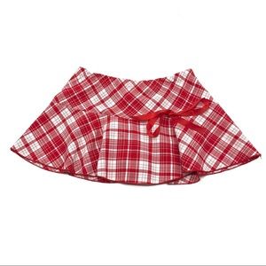 Red and white plaid mini skirt / skort ~ 2000s